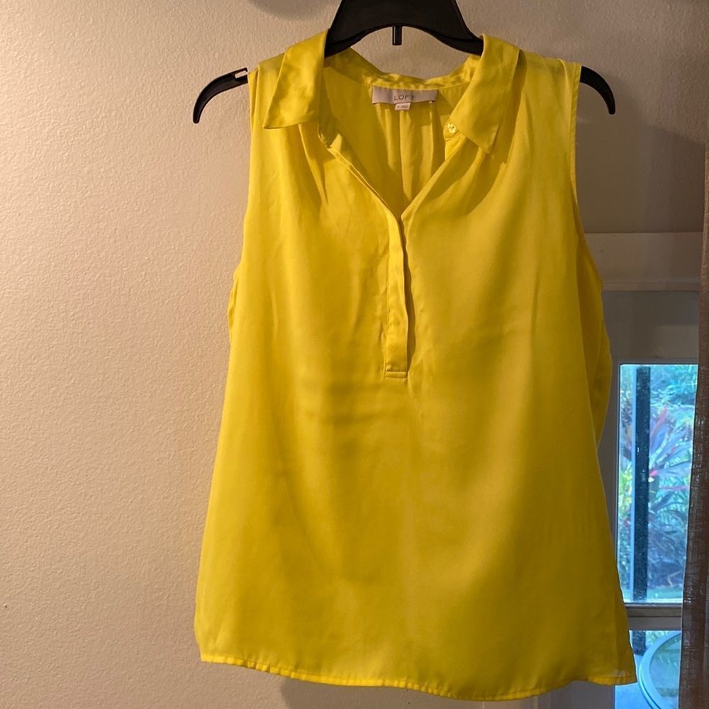 Loft Sleeveless Blouse Neon Yellow Size Medium